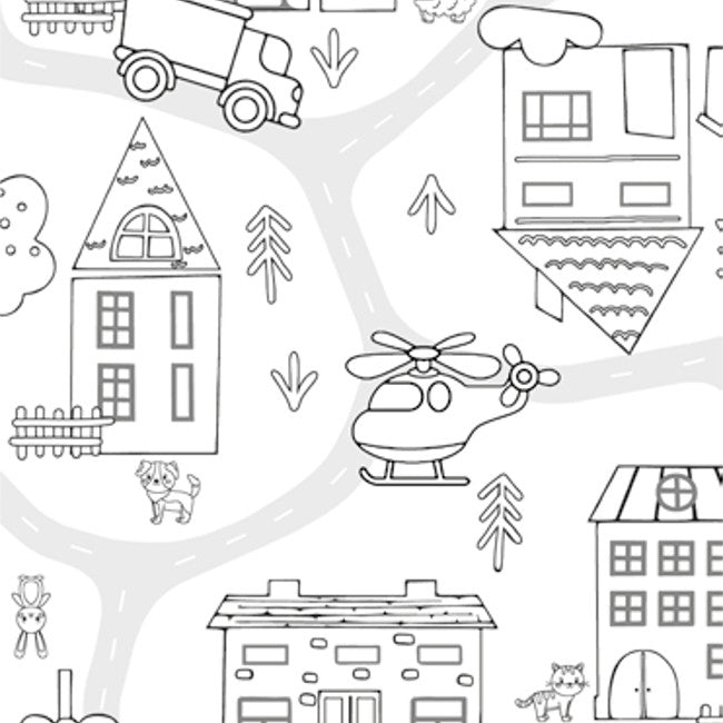 Rundt i Byen - Hvid voksdug, der kan farvelægges