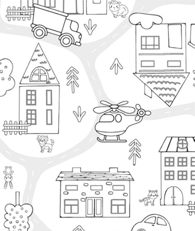 Rundt i Byen - Hvid voksdug, der kan farvelægges