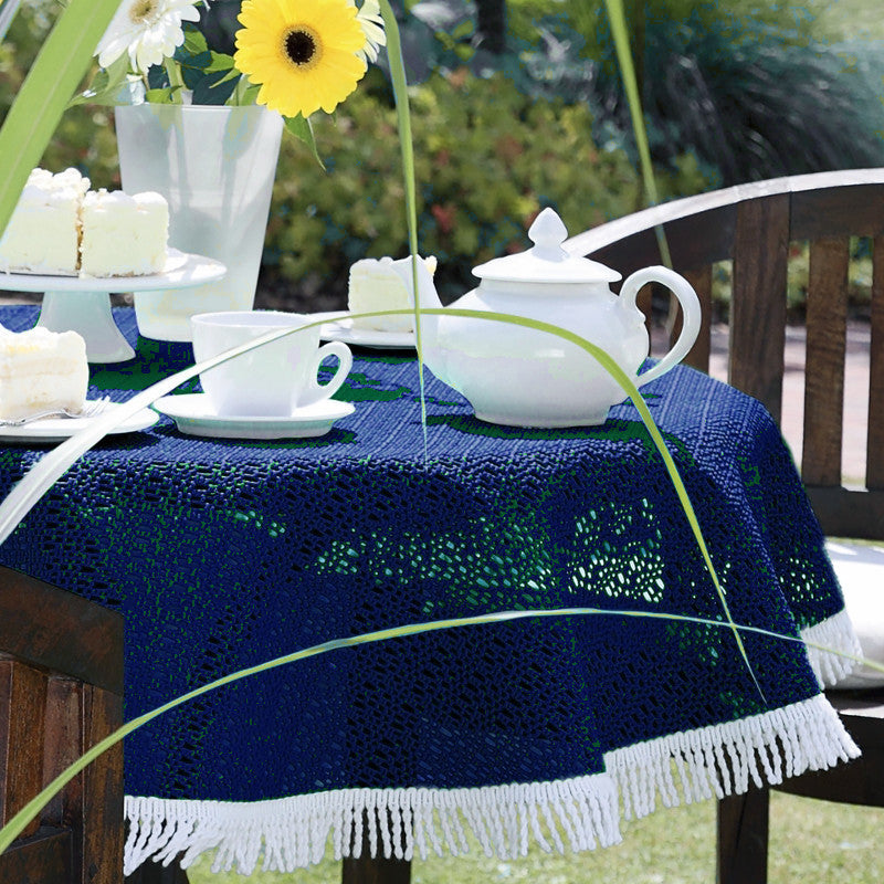 Rustikal Blå sommerdug, rund Ø 160 cm