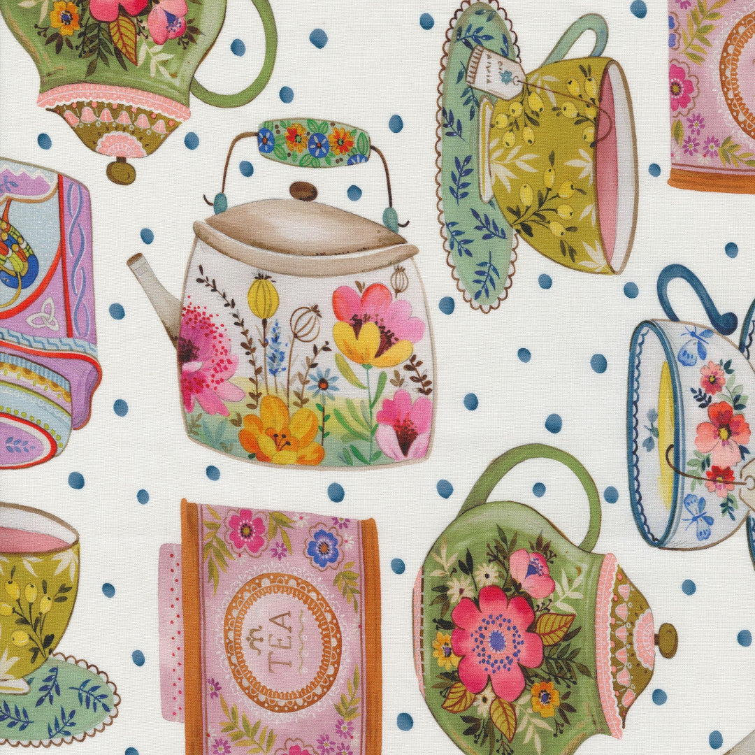 Salone da Tè Bianco - Sød og sjov akryldug med alt til tedrikkeren