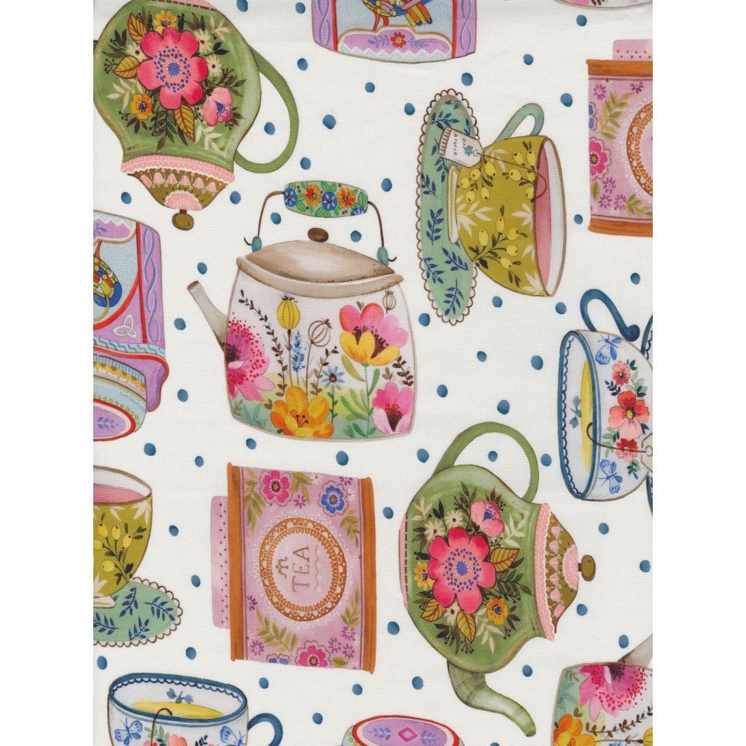 Salone da Tè Bianco - Sød og sjov akryldug med alt til tedrikkeren