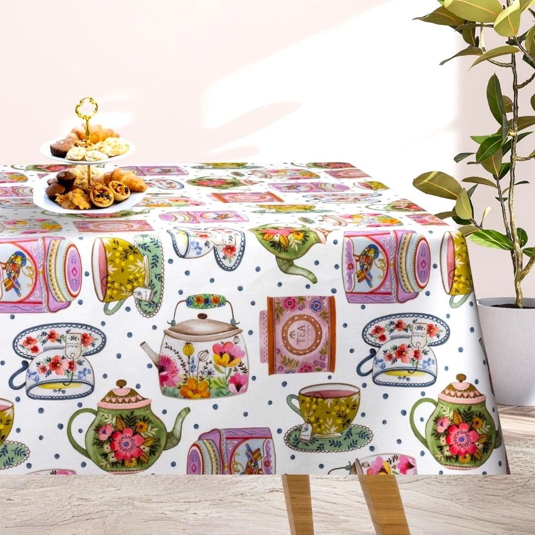 Salone da Tè Bianco - Sød og sjov akryldug med alt til tedrikkeren