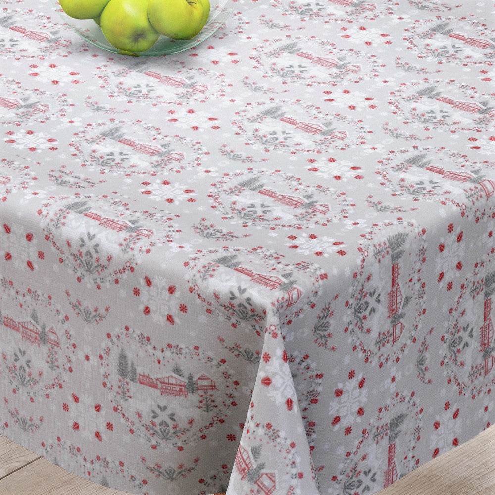 Samoens Natur - Flot juleakryldug med julehuse- 155 cm bred