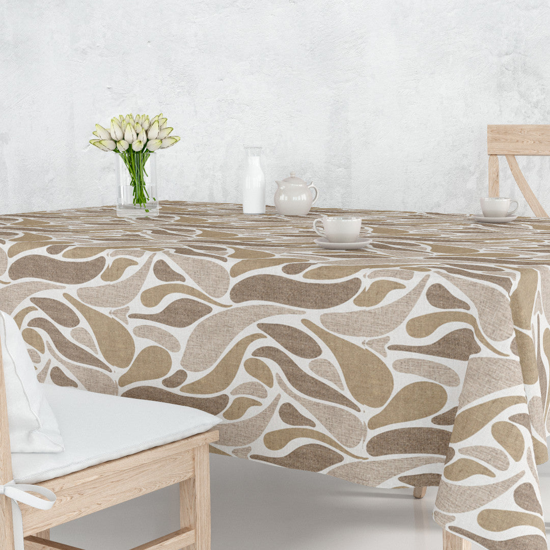 Sandstrøm - Voksdug med organisk mønster i beige og naturfarver