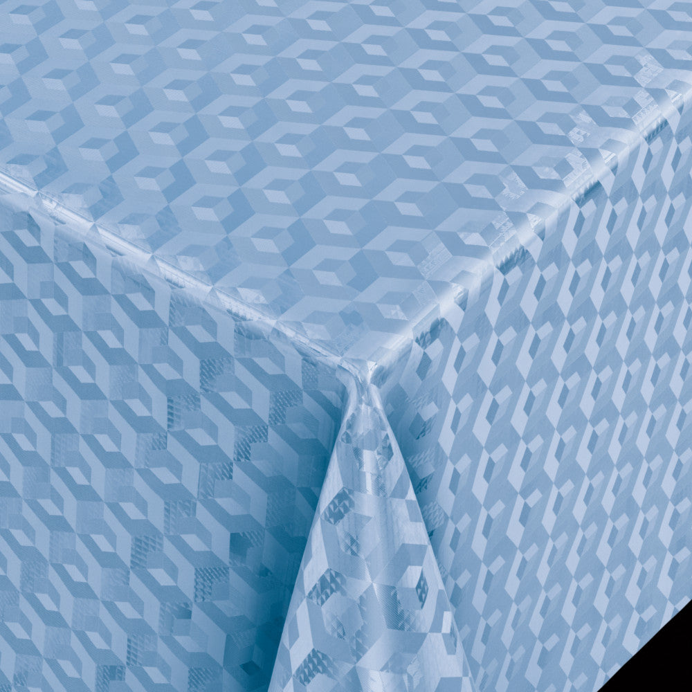 Scala 3D Cube Blue - Rund voksdug Ø 140 med kantsyning