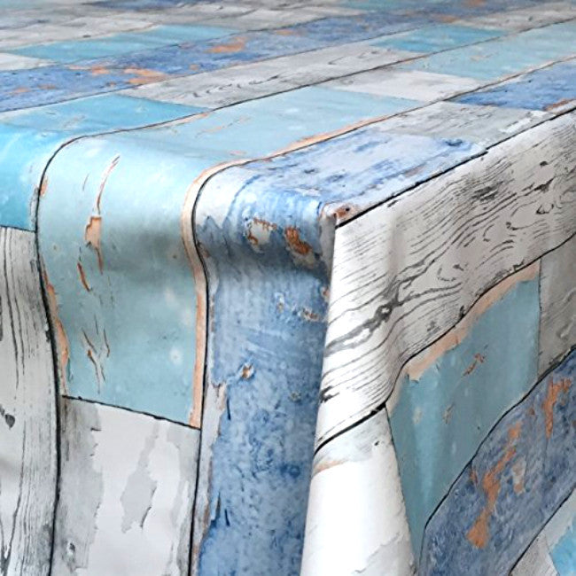 Scrap Wood, voksdug med trælook, blå/grå