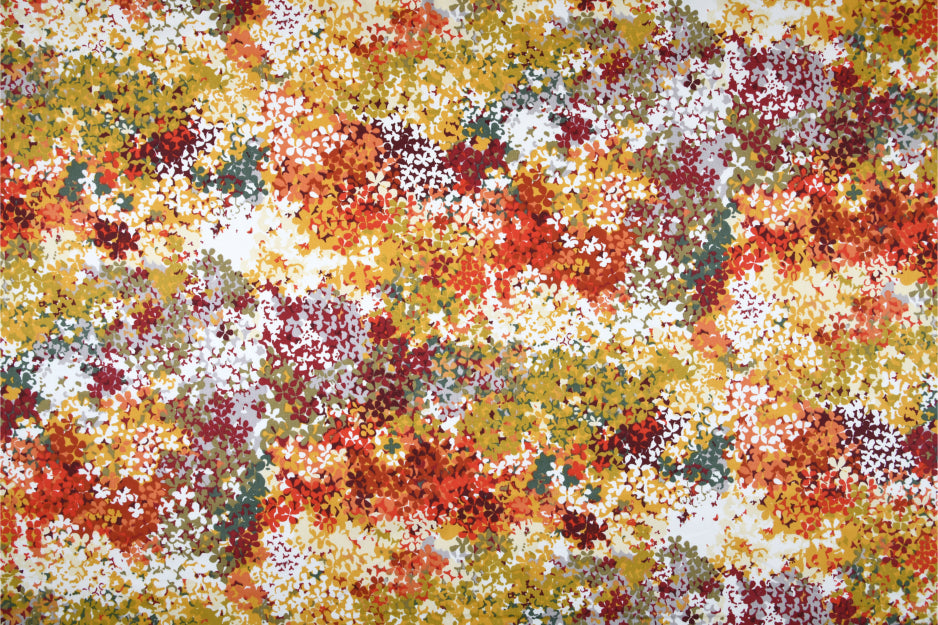 Azalee - Akryldug med flot orange motiv - 155 cm bred