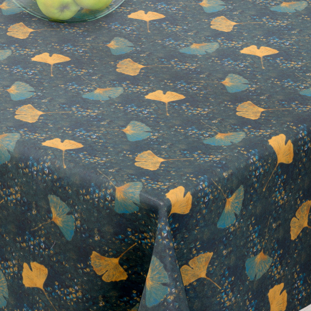 Shandong Petrol - Flotte blade på mørk baggrund - 155 cm bred