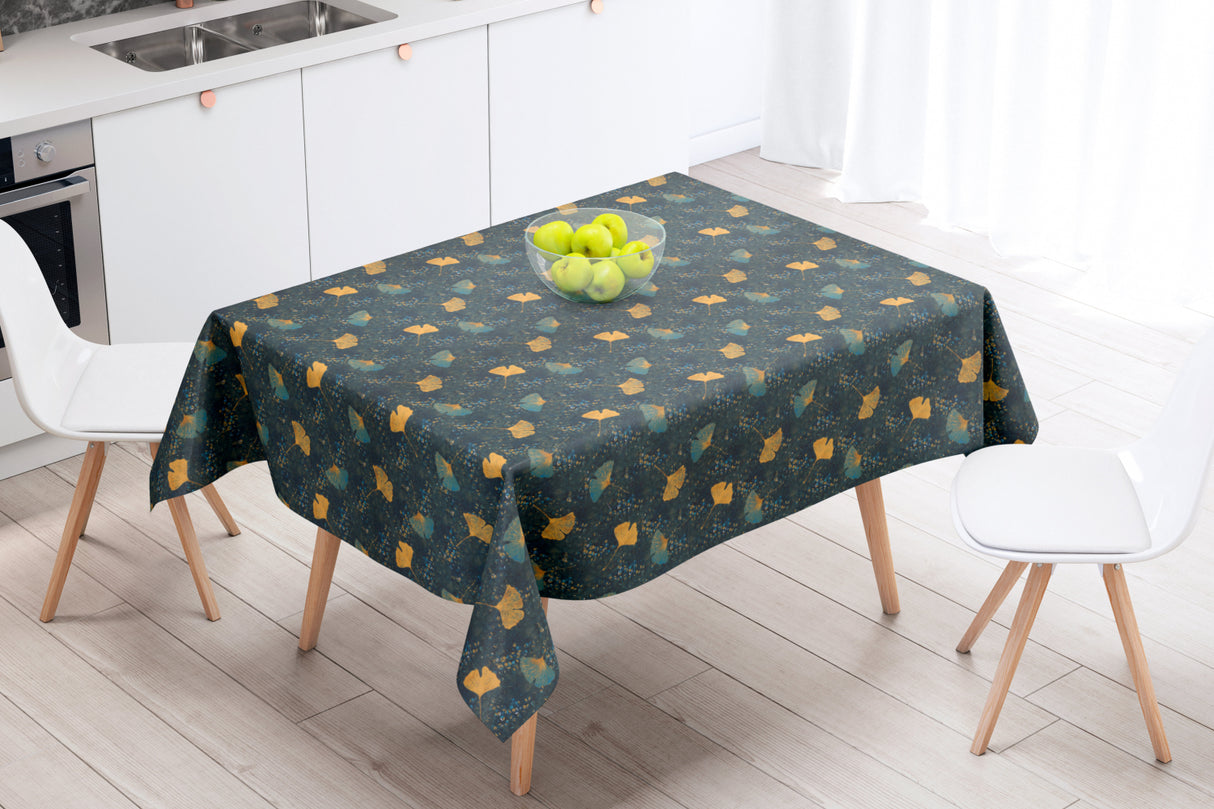 Shandong Petrol - Flotte blade på mørk baggrund - 155 cm bred