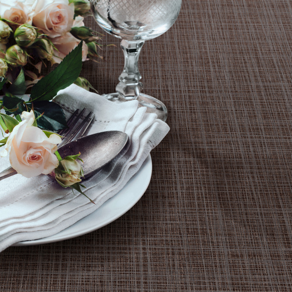 Sharon ensfarvet voksdug med flot sølvstruktur, 140 cm - Kastanje