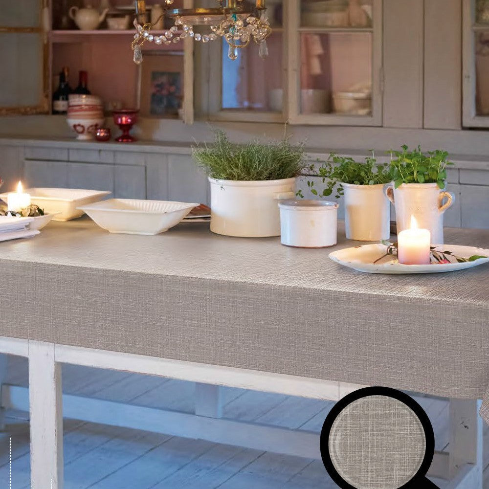 Sharon ensfarvet voksdug med flot sølvstruktur, 140 cm - Naturel