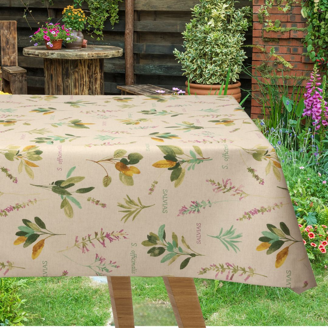 Sinfony di Salvia - Akryldug i hørlook med salvieblade