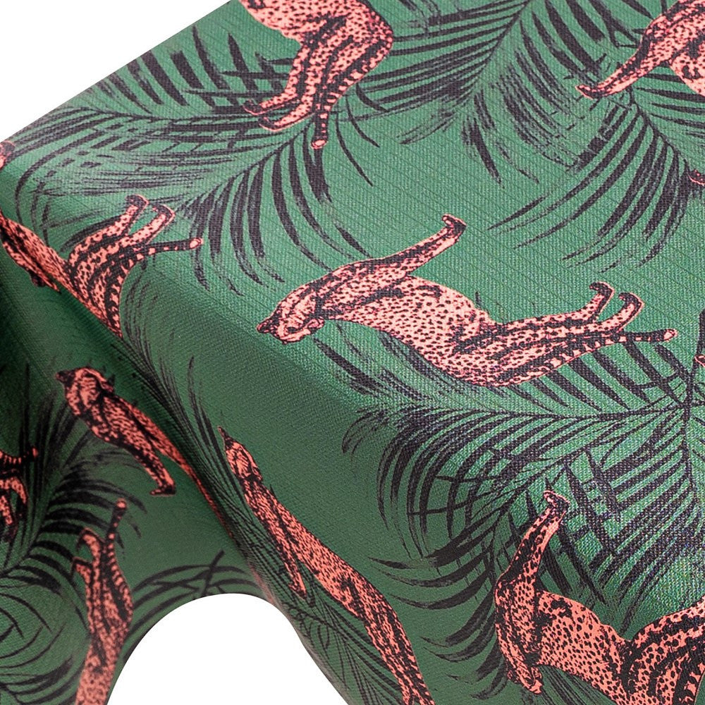 Skovleoparden - voksdug med struktur og leoparder på skovbunden