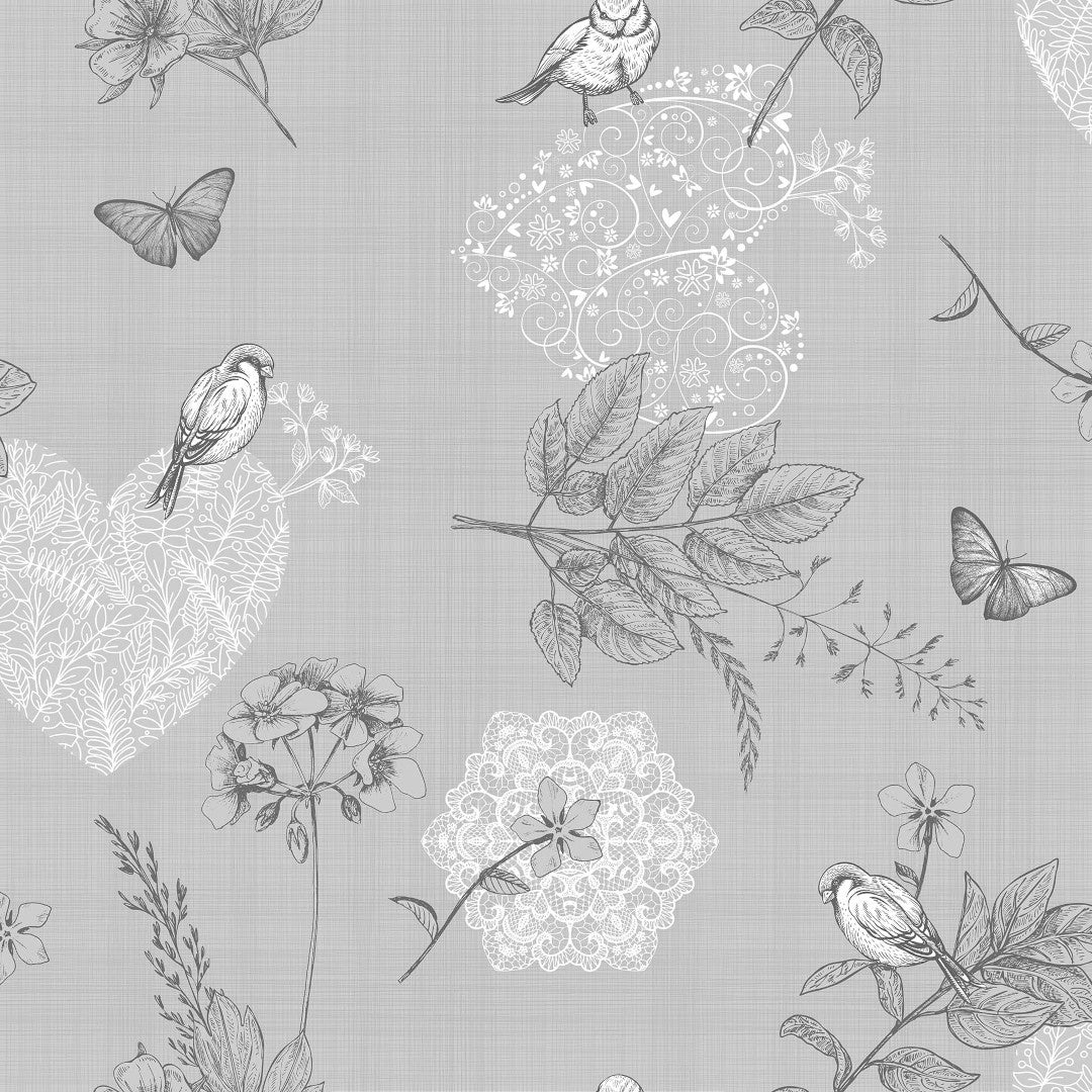 Småfugle i haven - Grå voksdug med finker