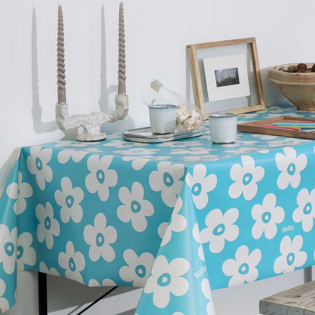 Lola voksdug - Small Big Flower Scuba Blue