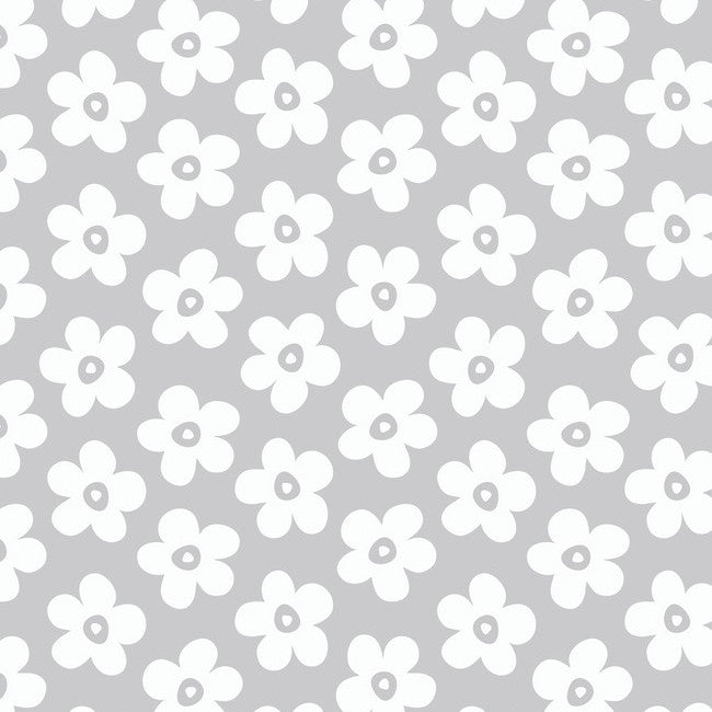 Lola voksdug - Small Big Flower Silver Cloud