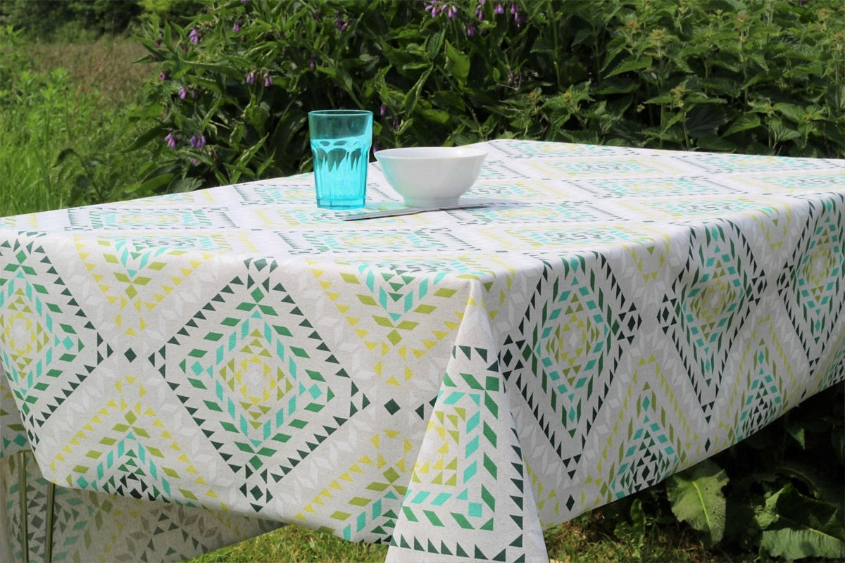 Smalts grøn, rund akryldug - Ø 150 cm