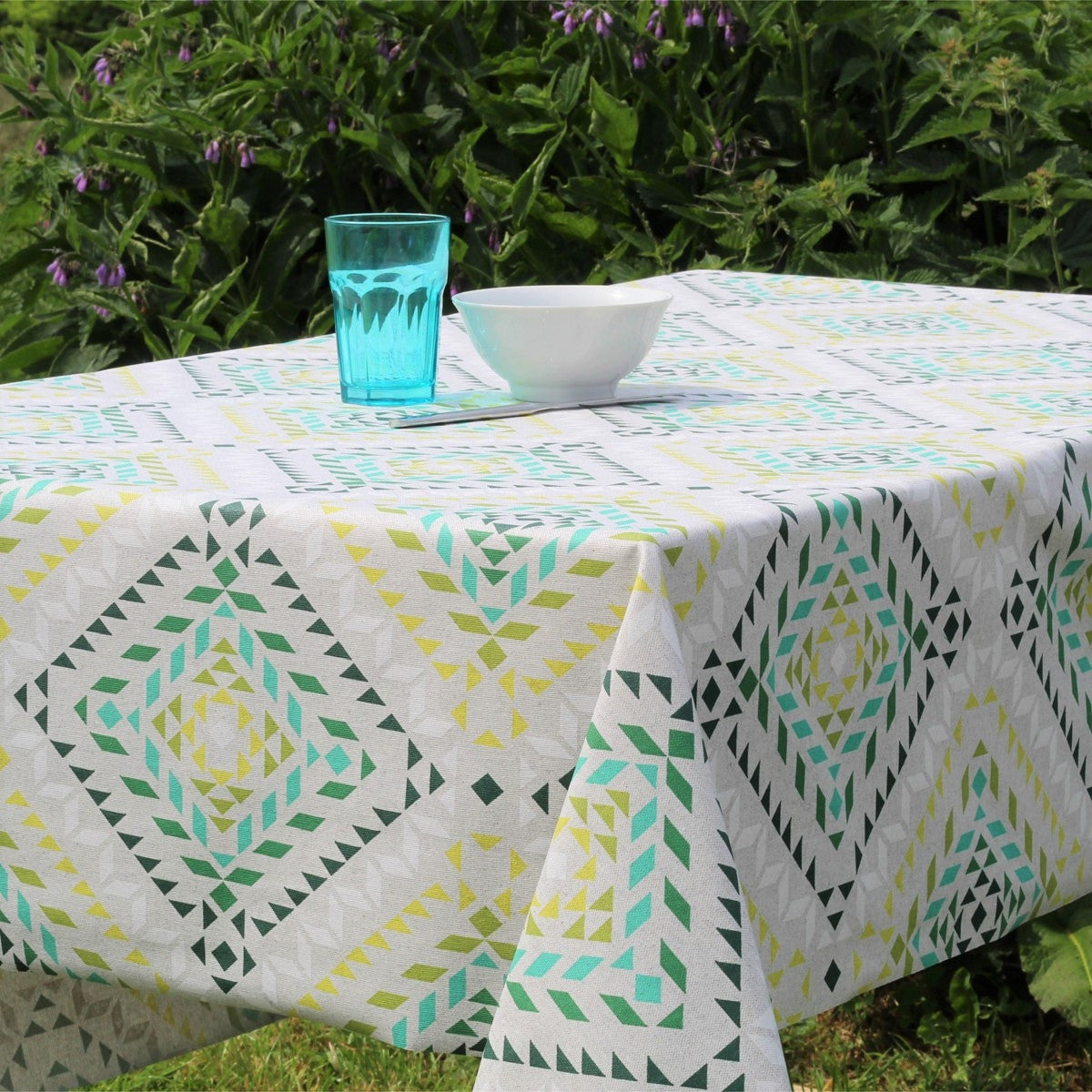 Smalts - grøn, Laura Lancelle akryldug - 150 cm bred