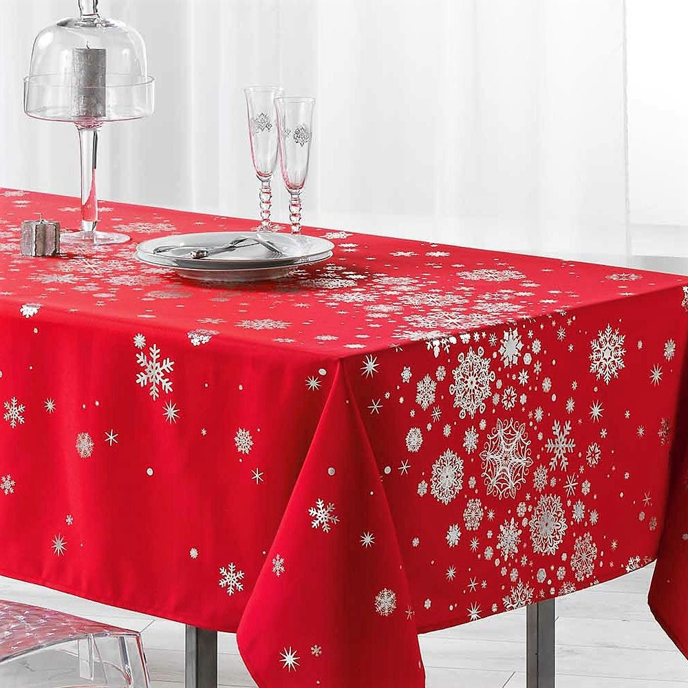 Constellation Snehimmel rød - Juledug med anti-plet, 150 x 240 cm