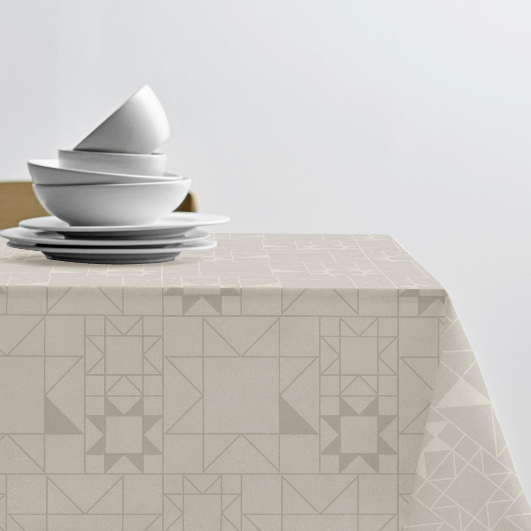 Södahl Star Damask Juledug Beige på bord, perfekt til juleborddækning 140x320