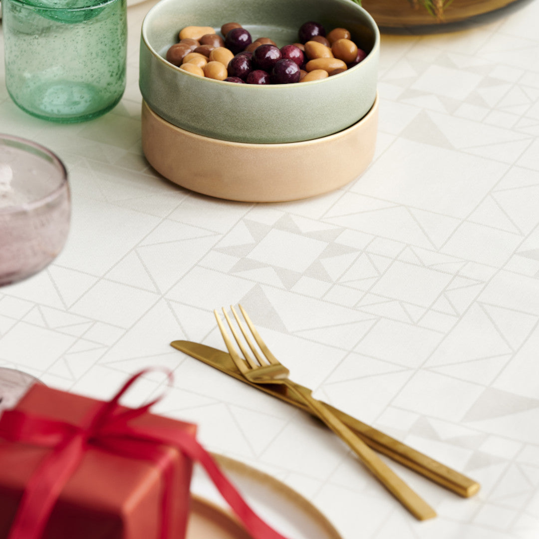 Södahl Star Damask Juledug Beige - 140 x 270