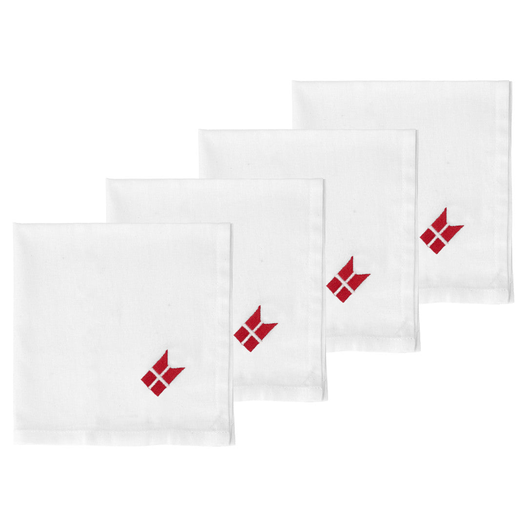 Södahl Tillykke Stofservietter 40 x 40 cm - 4 stk. med Dannebrog og fine margueritter