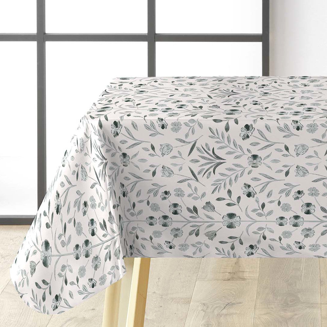 Sølvflor voksdug på bord med grå baggrund