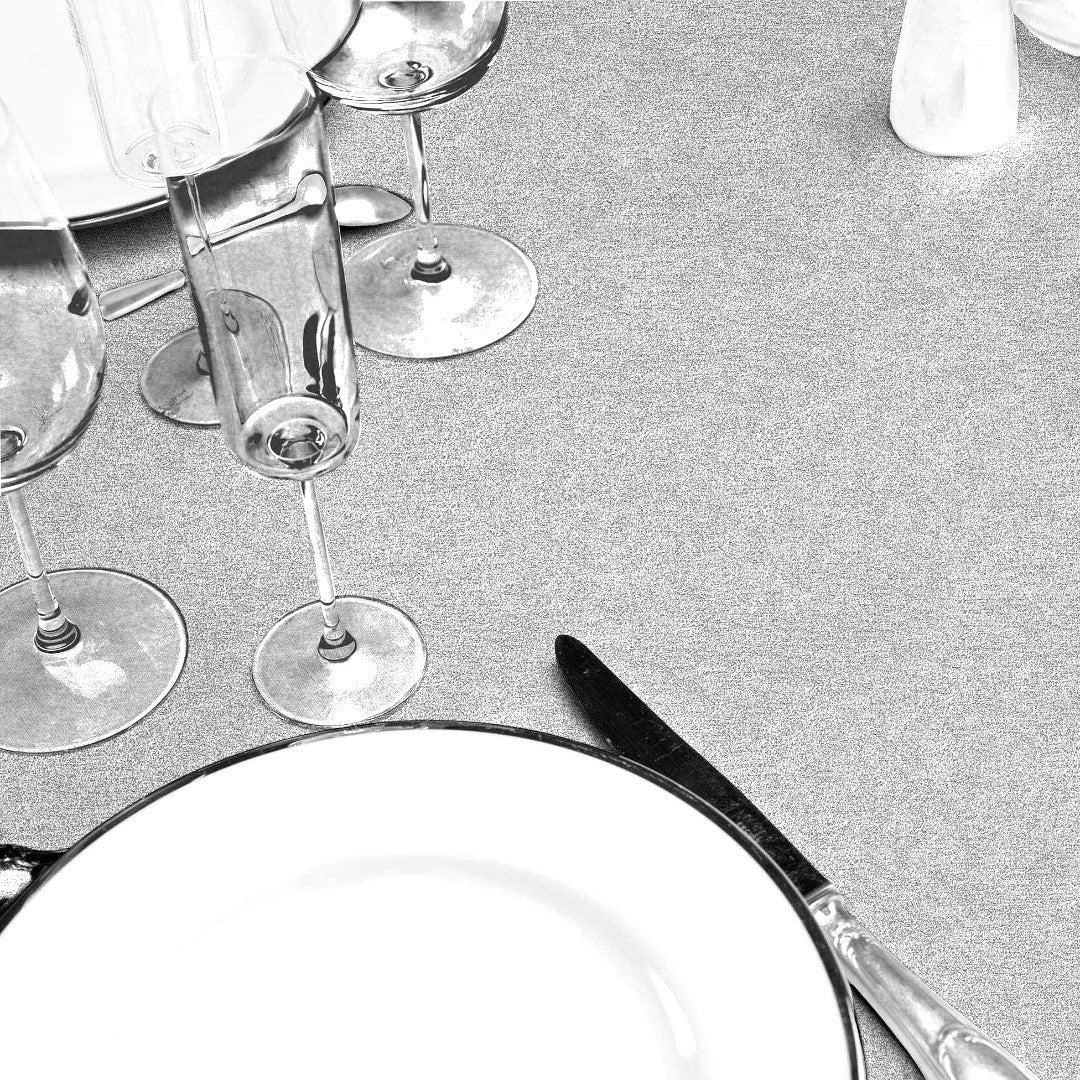 Sølvglans julevoksdug med bordopdækning og en flot sølveffekt