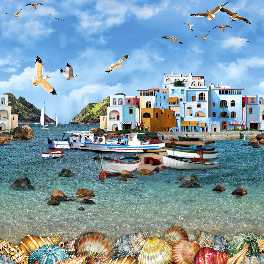 Sommer i Grækenland - Voksdug med maritim feriestemning