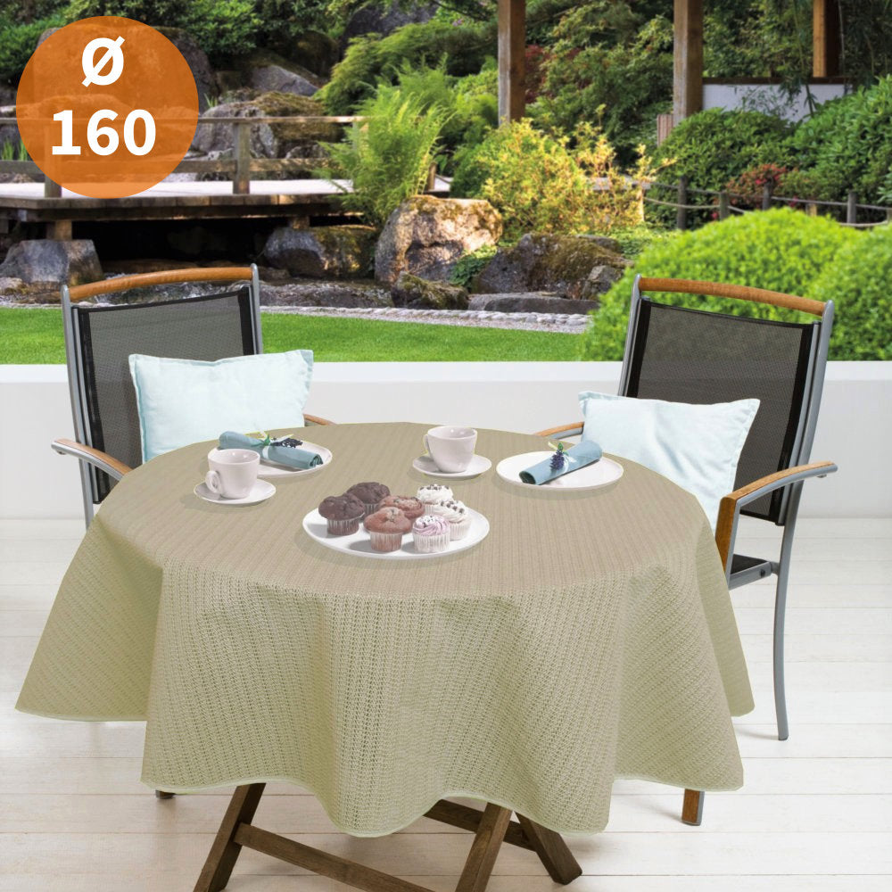 Gardesse grå/beige Ø 160 cm - Rund sommerdug til havebordet