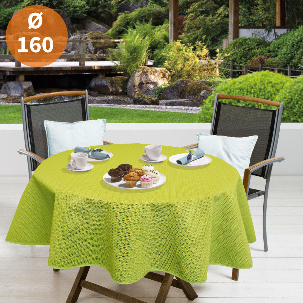 Gardesse lime grøn Ø 160 cm - Rund sommerdug til havebordet