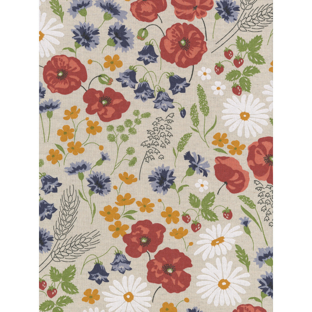 Sommereng - Akryldug i hørlook med skønne blomster