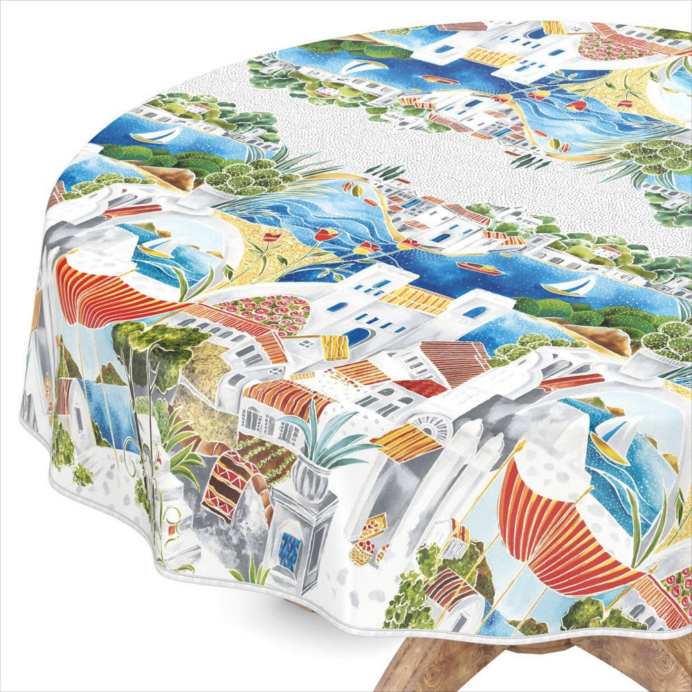 Ferie - Rund voksdug med skøn feriestemning