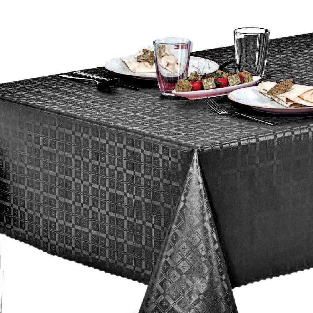 Sort Damasksort - Voksdug med præget damask mønster