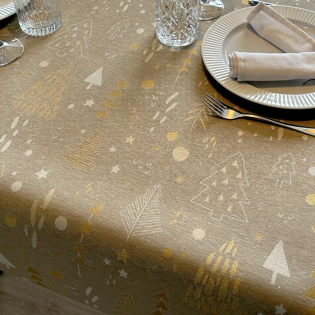 Spor i Granskoven Guld Lurex - Naturfarvet juleakryldug