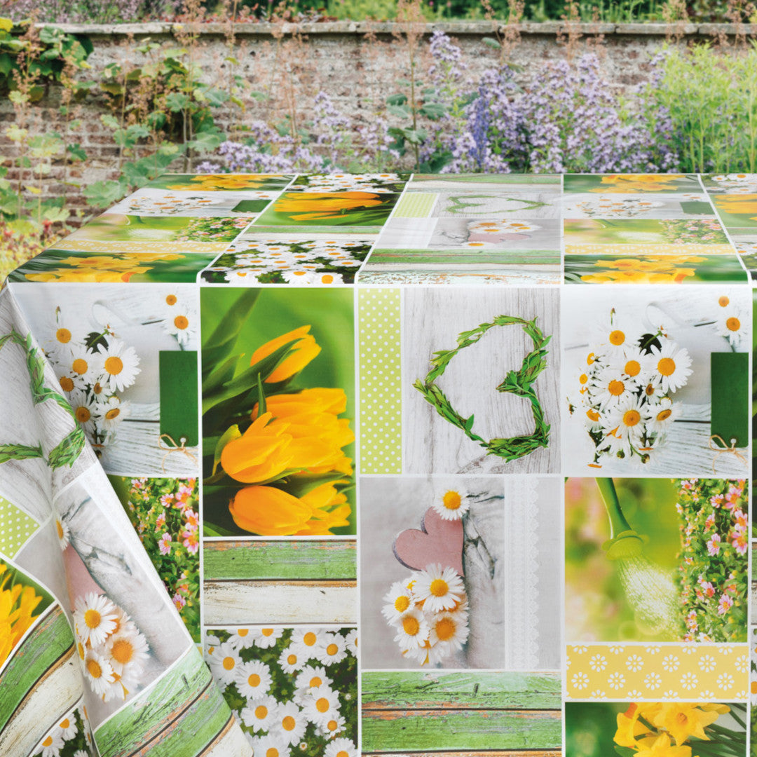 Spring Garden – Voksdug med blomster og grønne nuancer