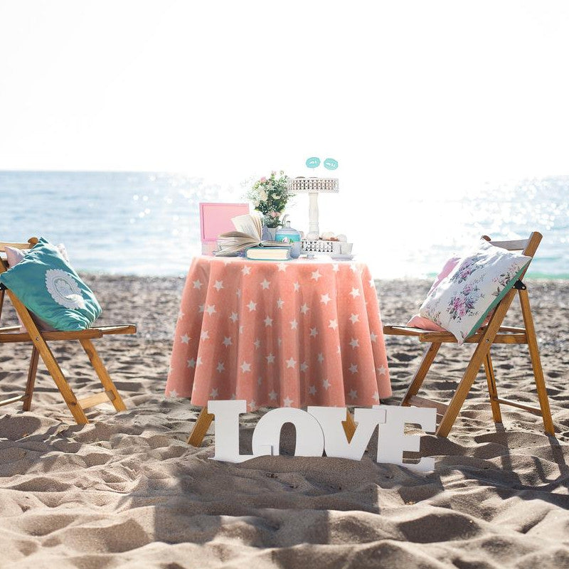 Starlet Apricot, abrikos farvet voksdug med hvide stjerner