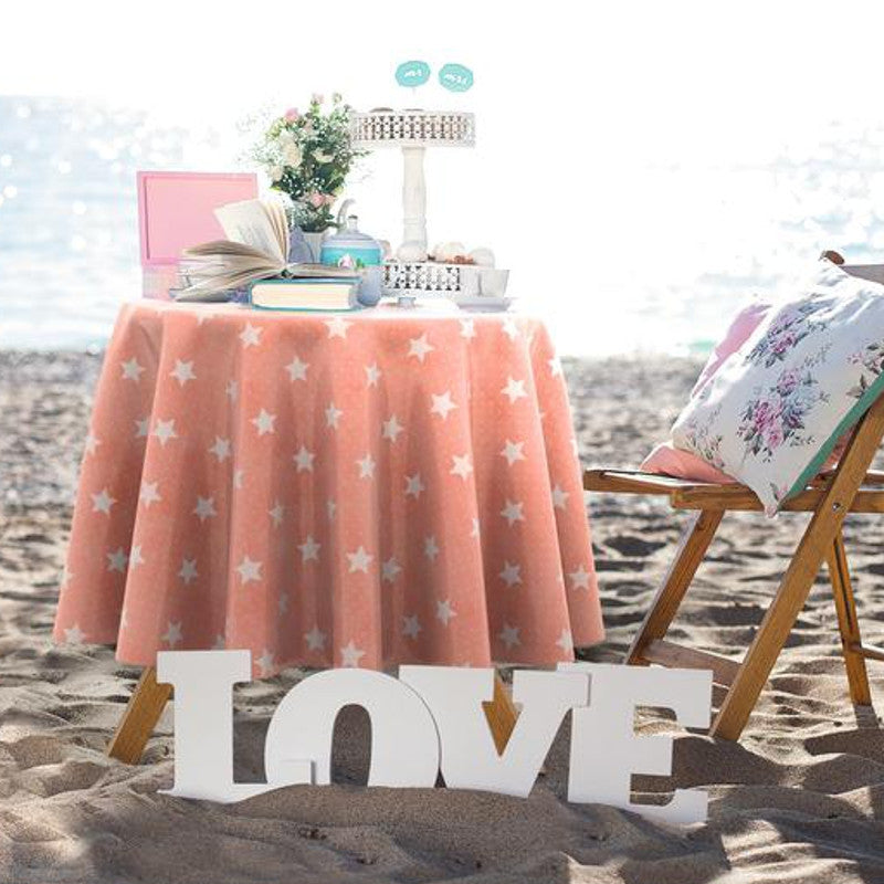 Starlet Apricot, abrikos farvet voksdug med hvide stjerner