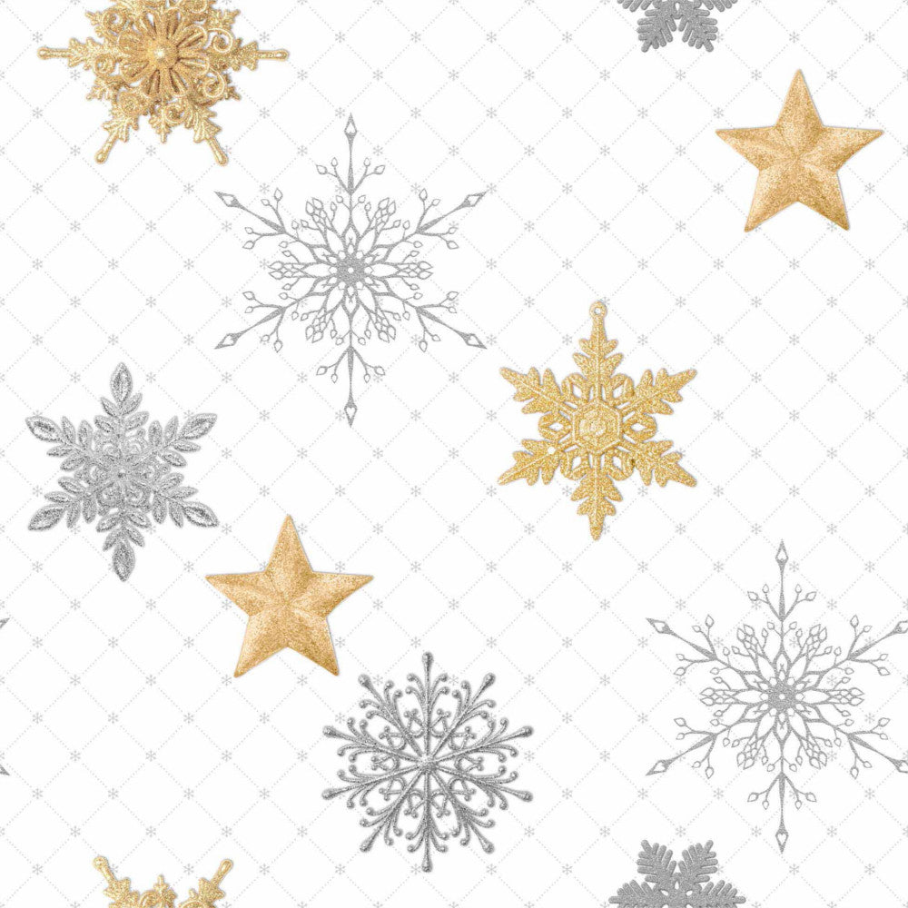 2. SORTERING - Starlina klar plast - Gennemsigtig voksdug med stjerner i guld og sølv