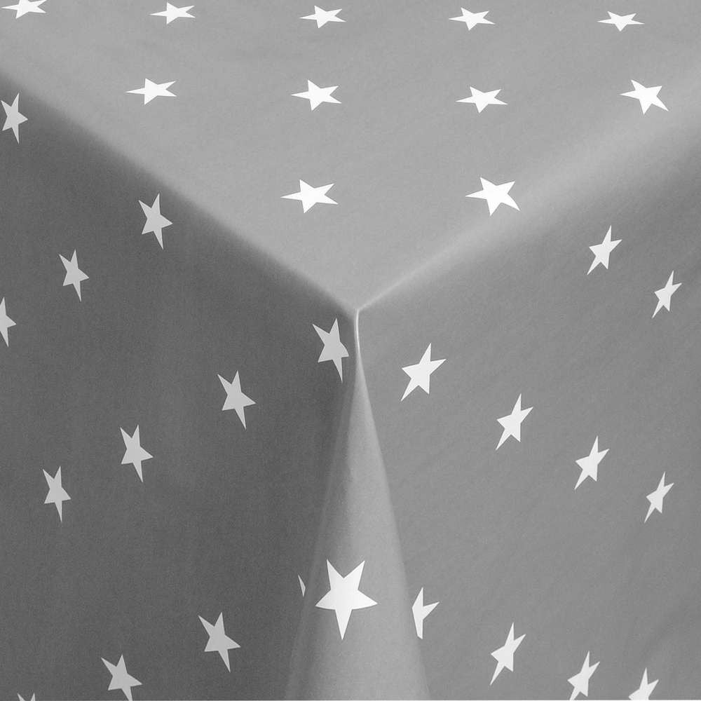 Stars Grå - Voksdug med hvide stjerner