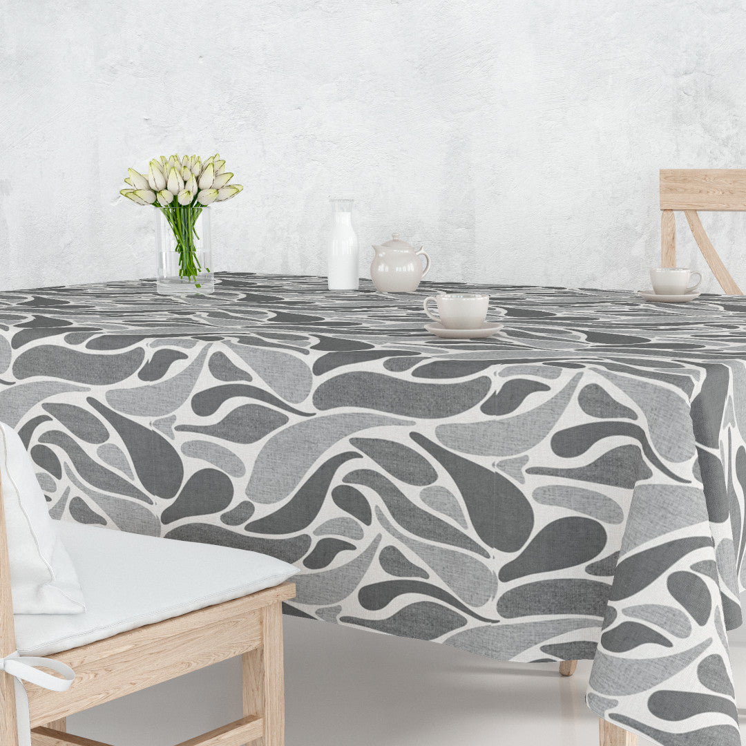 Stengrå Bølge - Voksdug med bølgende mønster i grå nuancer