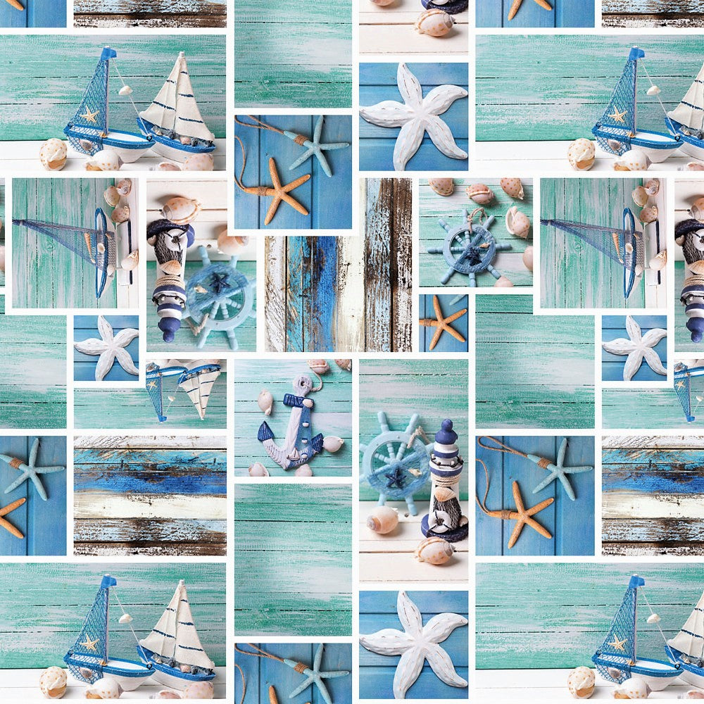 Strandliv - Voksdug med maritime motiver