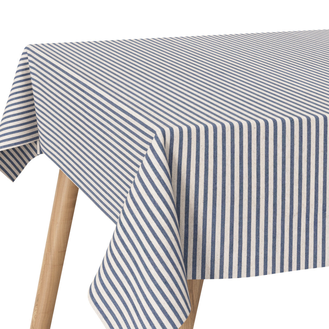 Striber På Tværs Blå - Hjørne af akryldug med striber blå og offwhite