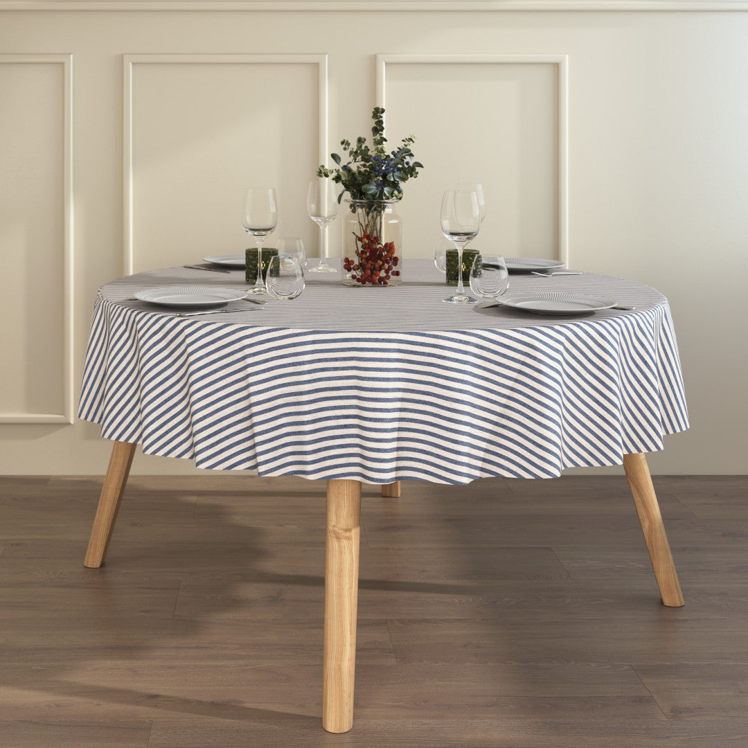 Miljøebillede med rund akryldug - Striber På Tværs Blå