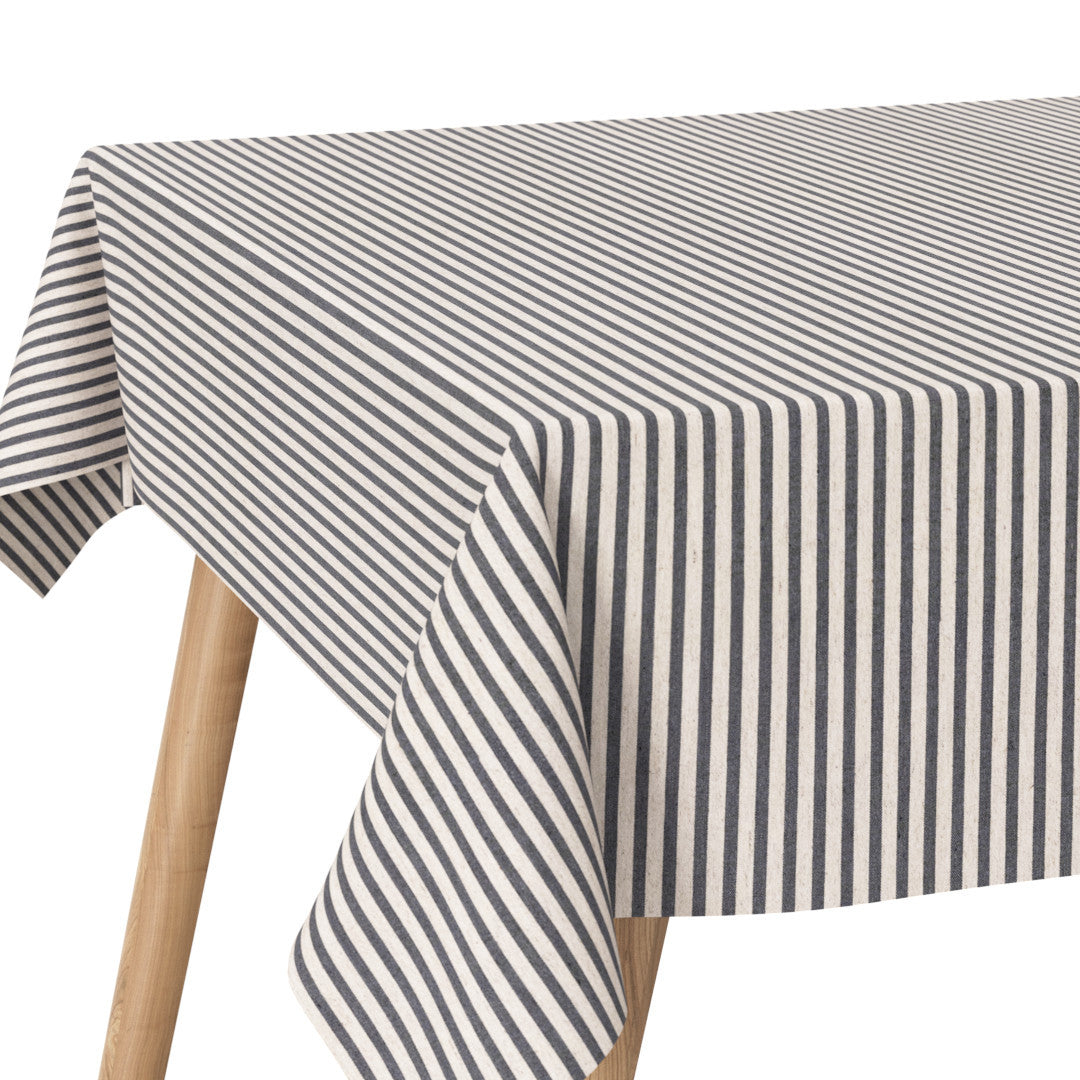 Miljøebillede med Striber På Tværs Grå, akryldug i blå og offwhite