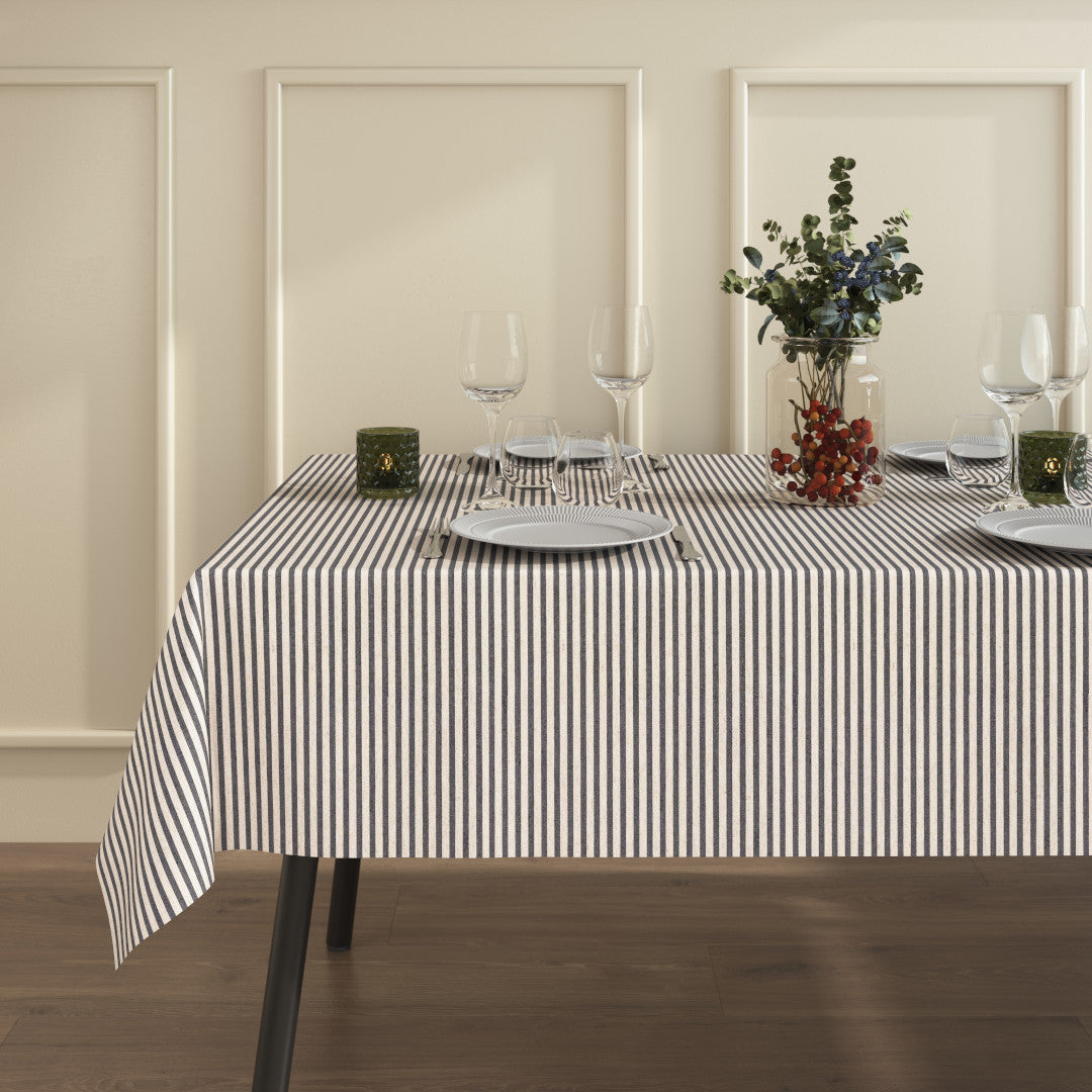 Striber På Tværs Grå - Hjørnebillede af akryldug i hør