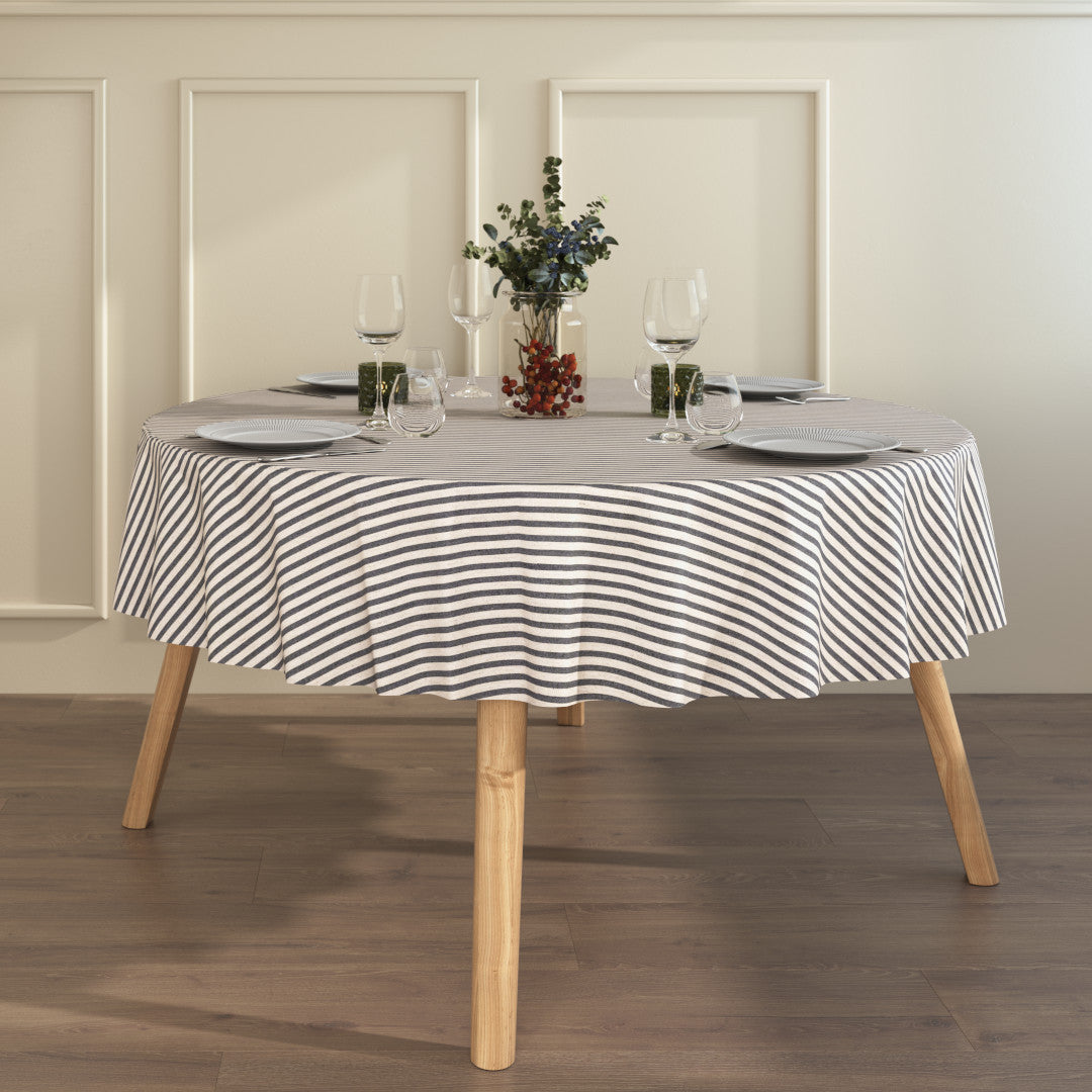 Miljøebillede med rund akryldug - Striber På Tværs Grå