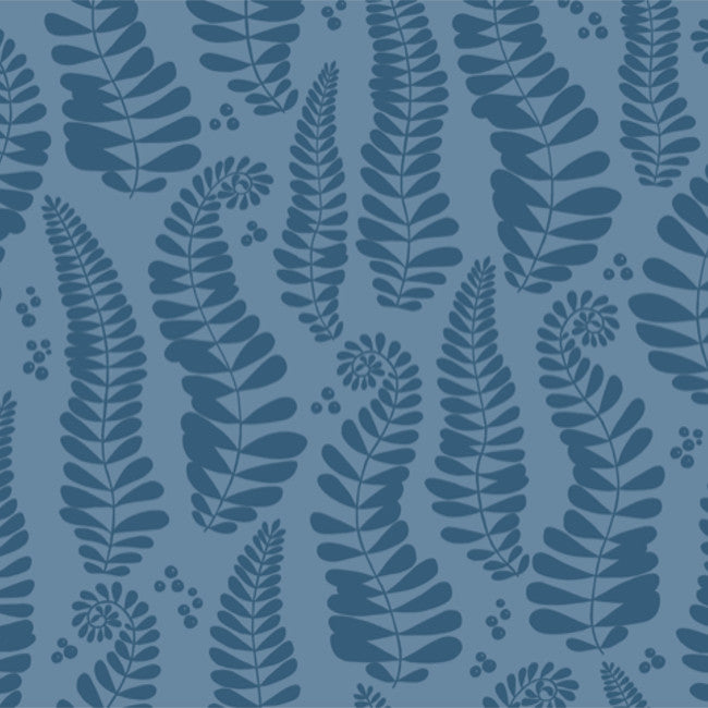 Fern Blue - Notes by Susanne Schjerning - akryldug med antiskrid