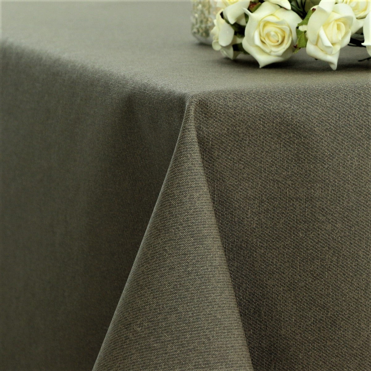 Ensfarvet akryldug taupe - Dali 160 cm bred