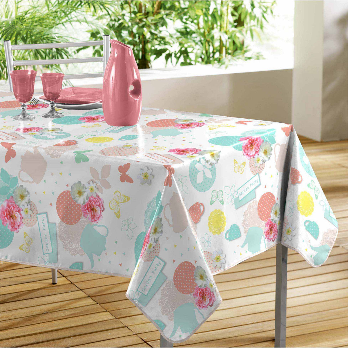 Tea Party - voksdug med tekander, 140 x 240 cm